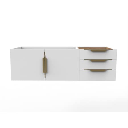 Castello Usa Alpine 48" Wall Mounted White Vanity Base with Gold Handles CB-MC-48W-GLD-VBO